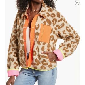 J.O.A Button Front Faux Fur Jacket
